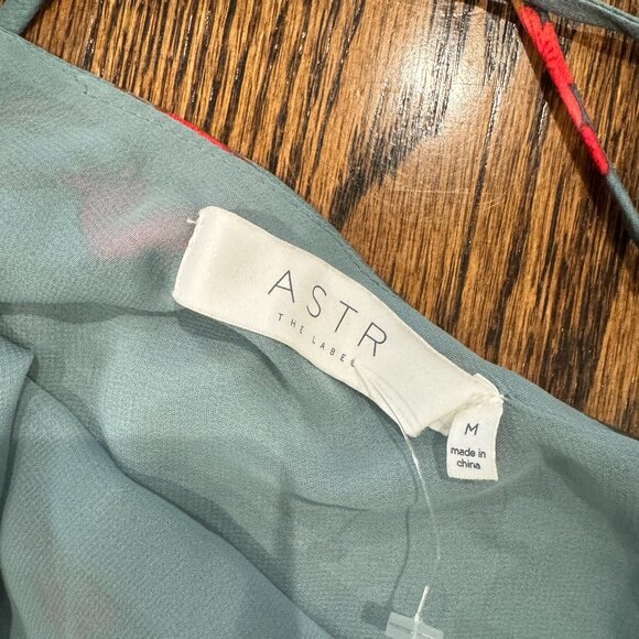 ASTR Gaia Dress Floral Satin Draped Cowl Neck Midi Slip Dress - Size M - Picture 5 of 5